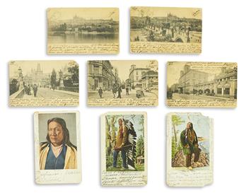 CARUSO, ENRICO. Small archive of 8 postcards, each with an Autograph Note Signed, ECaruso or Caruso, to Pasquale Simonelli or his b